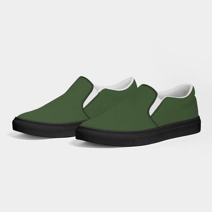 Medium-Dark Fully-Muted Lime Women's Slip-On Canvas Sneakers (GL2-FM-MD) - Side 3