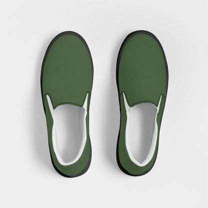 Medium-Dark Fully-Muted Lime Women's Slip-On Canvas Sneakers (GL2-FM-MD) - Top