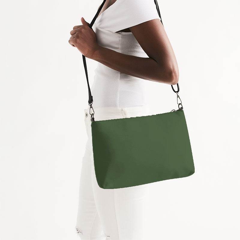 Medium-Dark Fully-Muted Lime Zip Pouch (GL2-FM-MD) - Side CloseUp