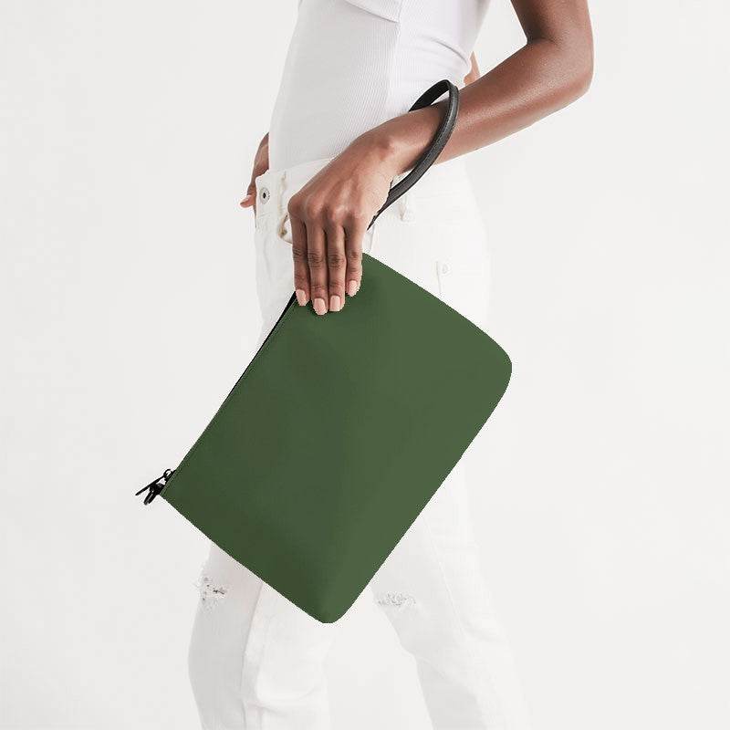 Medium-Dark Fully-Muted Lime Zip Pouch (GL2-FM-MD) - Side Holding