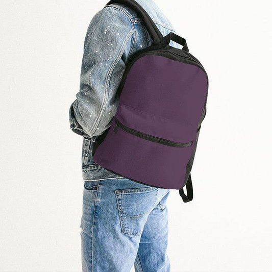 Medium-Dark Fully-Muted Magenta Canvas Backpack (M-FM-MD) - Man Back CloseUp