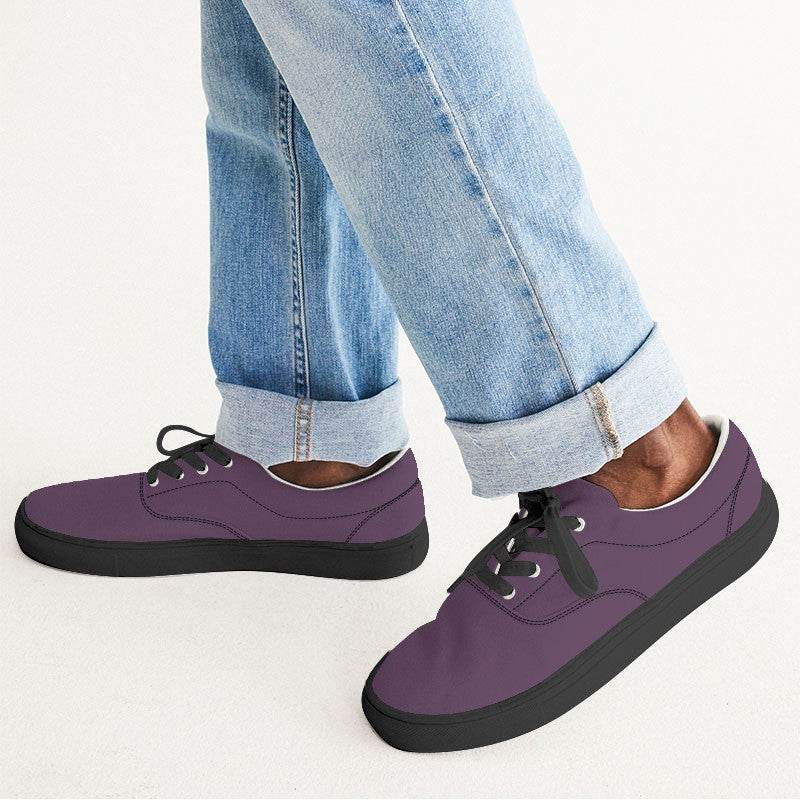 Medium-Dark Fully-Muted Magenta Men's Canvas Sneakers (M-FM-MD) - Man CloseUp
