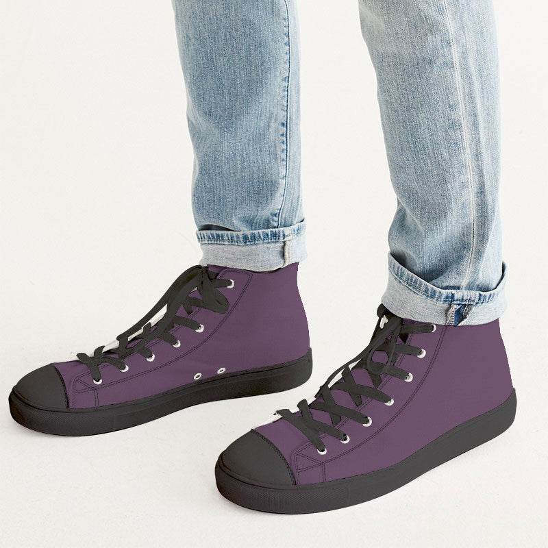 Medium-Dark Fully-Muted Magenta Men's High-Top Canvas Sneakers (M-FM-MD) - Man CloseUp