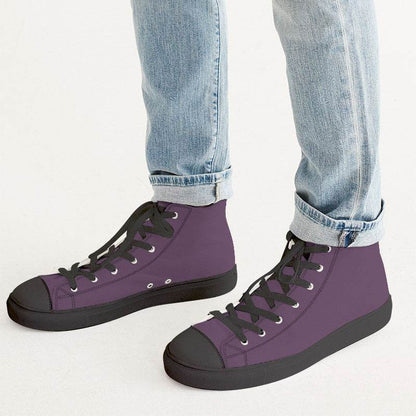 Medium-Dark Fully-Muted Magenta Men's High-Top Canvas Sneakers (M-FM-MD) - Man CloseUp