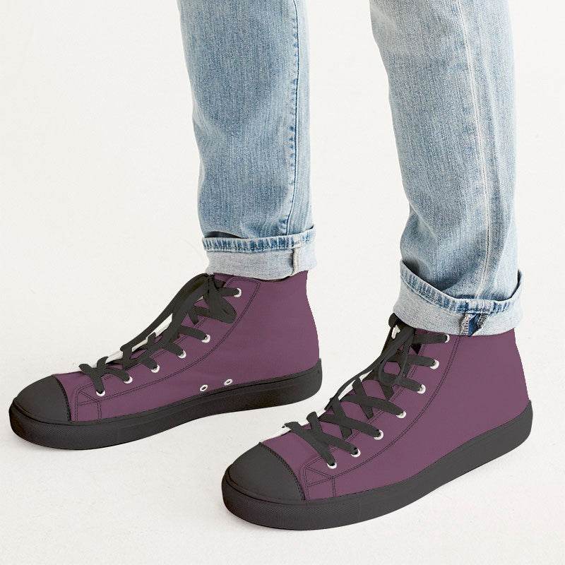Medium-Dark Fully-Muted Magenta Men's High-Top Canvas Sneakers (PIM2-FM-MD) - Man CloseUp