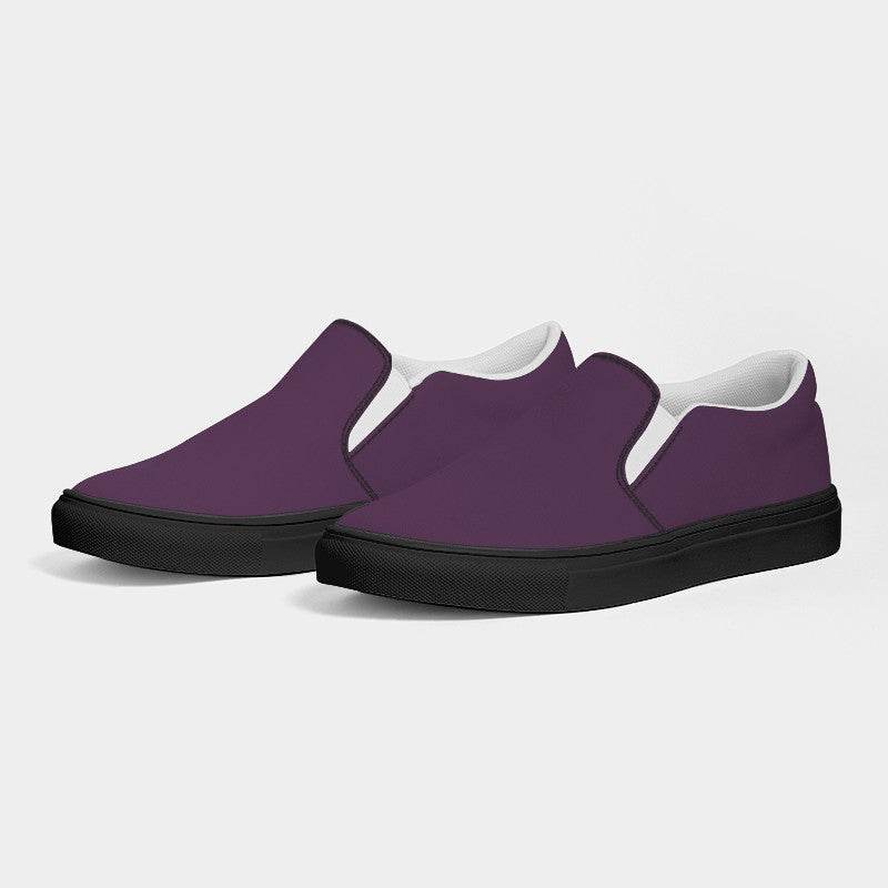 Medium-Dark Fully-Muted Magenta Men's Slip-On Canvas Sneakers (M-FM-MD) - Side 3