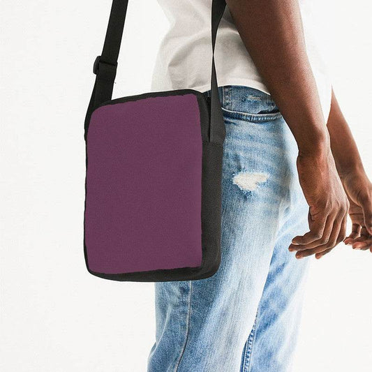 Medium-Dark Fully-Muted Magenta Messenger Pouch (PIM2-FM-MD) - Man Side CloseUp