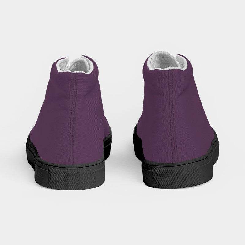 Medium-Dark Fully-Muted Magenta Women's High-Top Canvas Sneakers (M-FM-MD) - Back