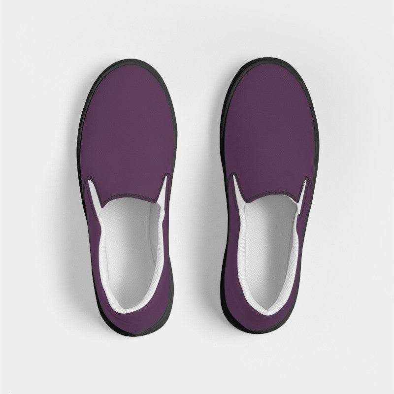Medium-Dark Fully-Muted Magenta Women's Slip-On Canvas Sneakers (M-FM-MD) - Top