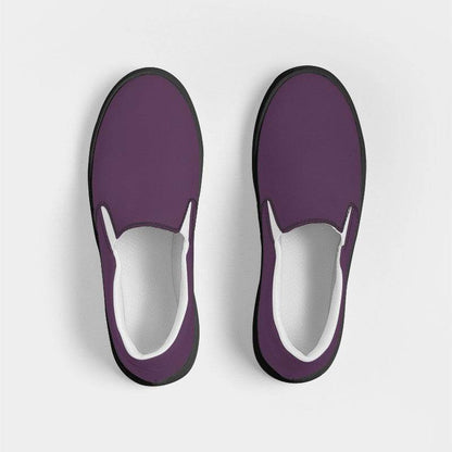 Medium-Dark Fully-Muted Magenta Women's Slip-On Canvas Sneakers (M-FM-MD) - Top