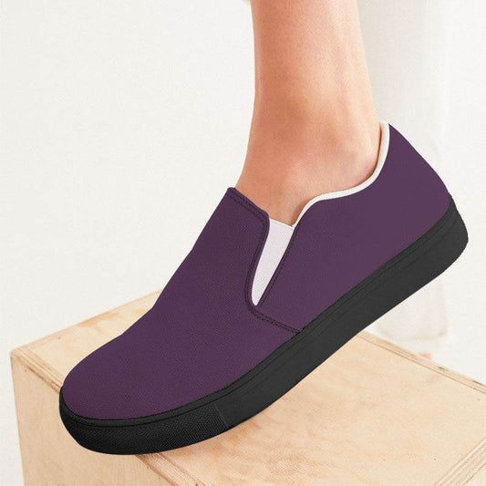 Medium-Dark Fully-Muted Magenta Women's Slip-On Canvas Sneakers (M-FM-MD) - Woman CloseUp