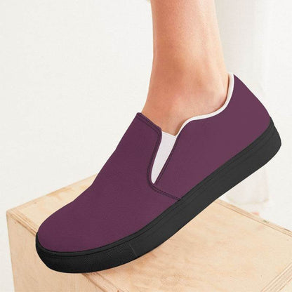 Medium-Dark Fully-Muted Magenta Women's Slip-On Canvas Sneakers (PIM2-FM-MD) - Woman CloseUp