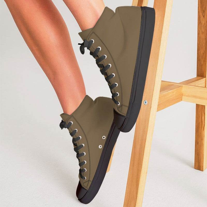 Medium-Dark Fully-Muted Orange Women's High-Top Canvas Sneakers (YO2-FM-MD) - Woman CloseUp