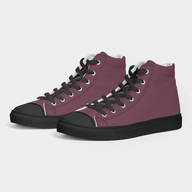 Medium-Dark Fully-Muted Pink Women's High-Top Canvas Sneakers (PI-FM-MD) - Side 3