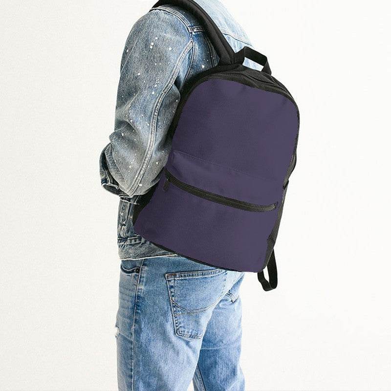 Medium-Dark Fully-Muted Purple Canvas Backpack (PU-FM-MD) - Man Back CloseUp