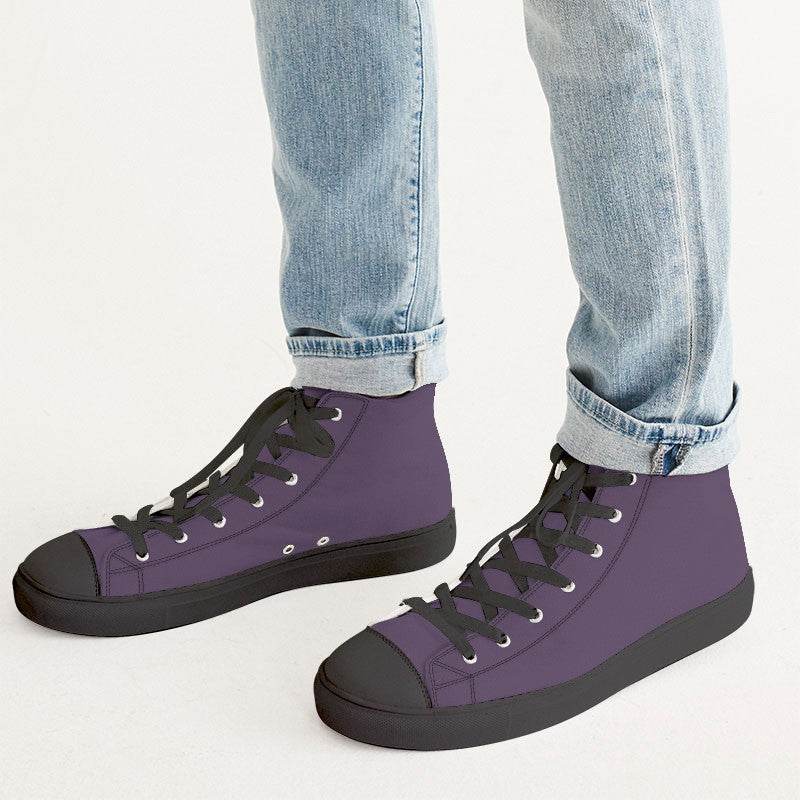 Medium-Dark Fully-Muted Purple Men's High-Top Canvas Sneakers (MPU2-FM-MD) - Man CloseUp