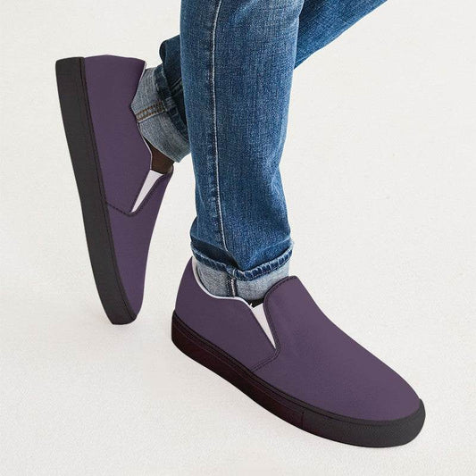 Medium-Dark Fully-Muted Purple Men's Slip-On Canvas Sneakers (MPU2-FM-MD) - Man CloseUp