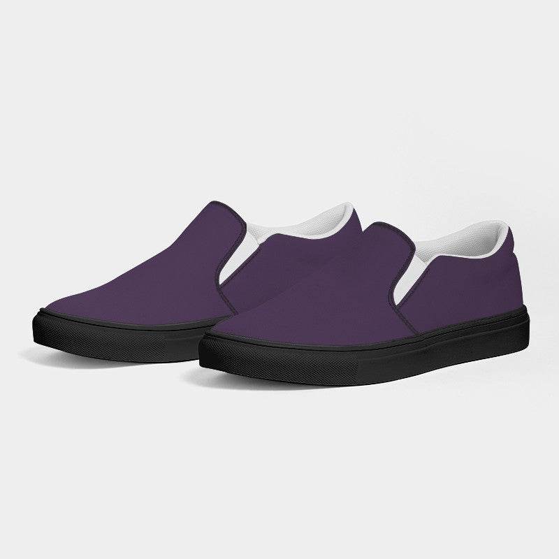Medium-Dark Fully-Muted Purple Men's Slip-On Canvas Sneakers (MPU2-FM-MD) - Side 3
