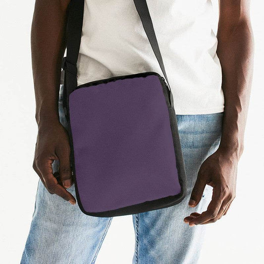 Medium-Dark Fully-Muted Purple Messenger Pouch (MPU2-FM-MD) - Man Front CloseUp