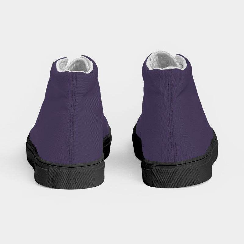 Medium-Dark Fully-Muted Purple Women's High-Top Canvas Sneakers (PU-FM-MD) - Back