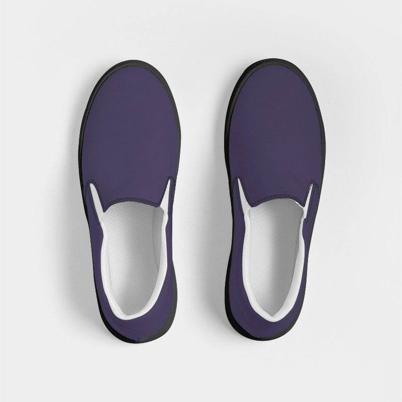Medium-Dark Fully-Muted Purple Women's Slip-On Canvas Sneakers (PU-FM-MD) - Top