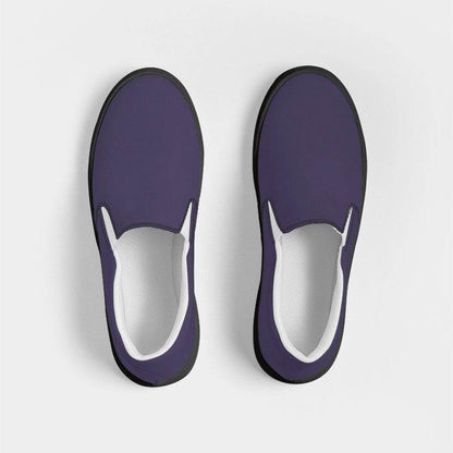 Medium-Dark Fully-Muted Purple Women's Slip-On Canvas Sneakers (PU-FM-MD) - Top