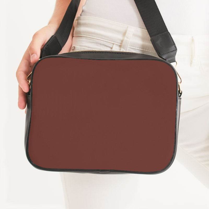 Medium-Dark Fully-Muted Red Crossbody Bag (R-FM-MD) - Woman Front CloseUp