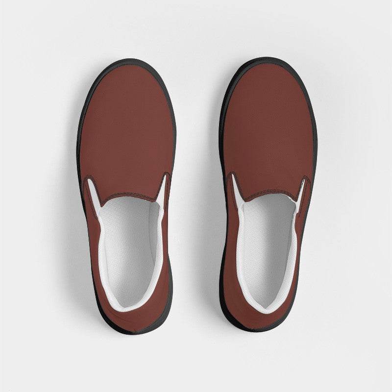 Medium-Dark Fully-Muted Red Men's Slip-On Canvas Sneakers (R-FM-MD) - Top