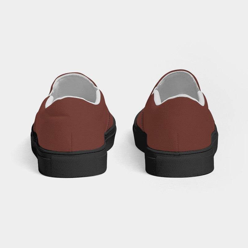 Medium-Dark Fully-Muted Red Women's Slip-On Canvas Sneakers (R-FM-MD) - Back