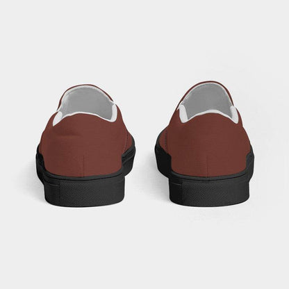 Medium-Dark Fully-Muted Red Women's Slip-On Canvas Sneakers (R-FM-MD) - Back