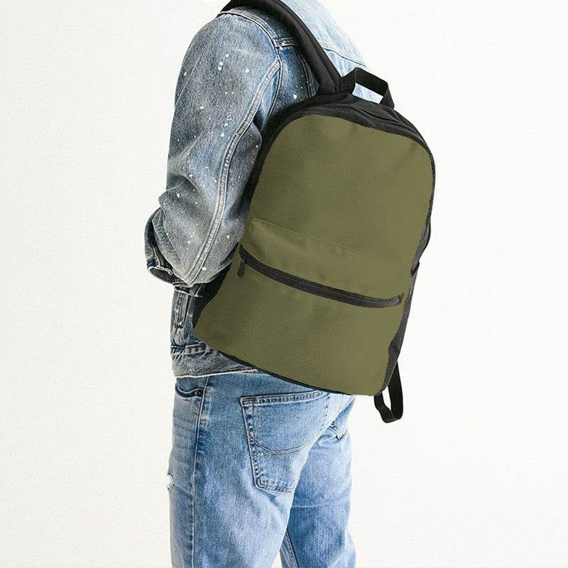 Medium-Dark Fully-Muted Yellow Canvas Backpack (LY2-FM-MD) - Man Back CloseUp