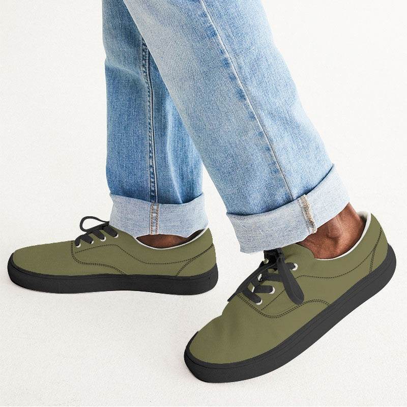 Medium-Dark Fully-Muted Yellow Men's Canvas Sneakers (LY2-FM-MD) - Man CloseUp