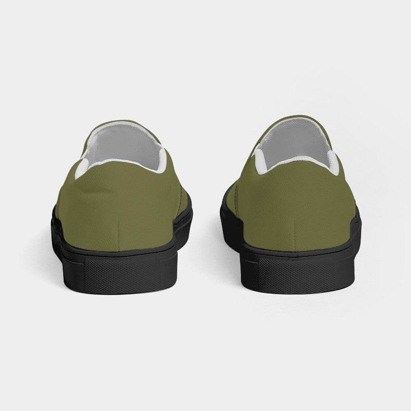 Medium-Dark Fully-Muted Yellow Men's Slip-On Canvas Sneakers (LY2-FM-MD) - Back