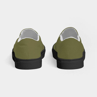 Medium-Dark Fully-Muted Yellow Men's Slip-On Canvas Sneakers (LY2-FM-MD) - Back