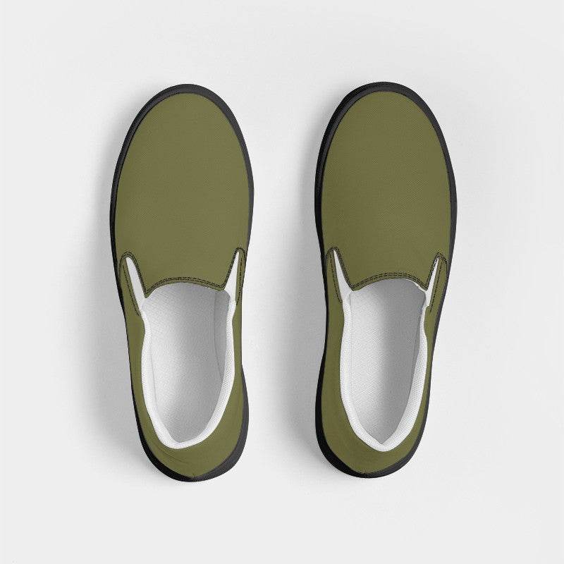 Medium-Dark Fully-Muted Yellow Men's Slip-On Canvas Sneakers (LY2-FM-MD) - Top