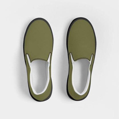 Medium-Dark Fully-Muted Yellow Men's Slip-On Canvas Sneakers (LY2-FM-MD) - Top