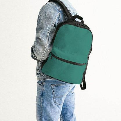 Medium-Dark Medium Blue-Green Canvas Backpack (BG-ME-MD) - Man Back CloseUp