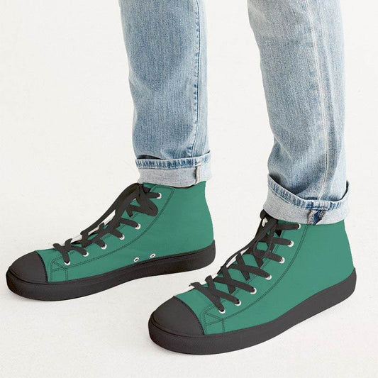 Medium-Dark Medium Blue-Green Men's High-Top Canvas Sneakers (BGG1-ME-MD) - Man CloseUp