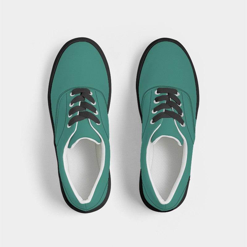 Medium-Dark Medium Blue-Green Women's Canvas Sneakers (BG-ME-MD) - Top