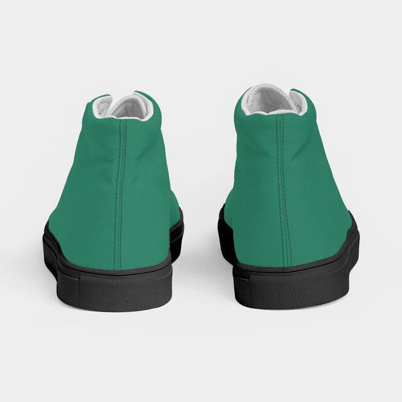 Medium-Dark Medium Blue-Green Women's High-Top Canvas Sneakers (BGG1-ME-MD) - Back