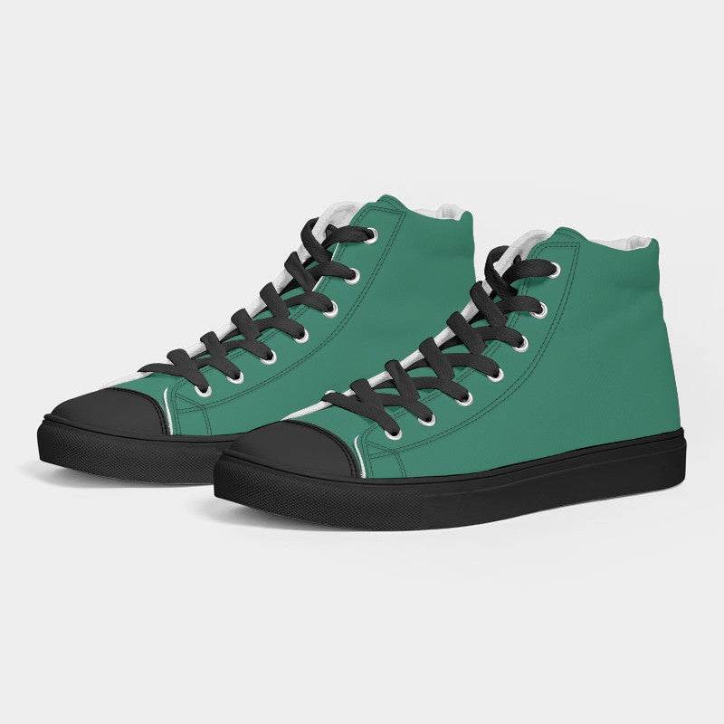 Medium-Dark Medium Blue-Green Women's High-Top Canvas Sneakers (BGG1-ME-MD) - Side 3