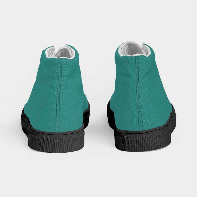 Medium-Dark Medium Blue-Green Women's High-Top Canvas Sneakers (CBG3-ME-MD) - Back