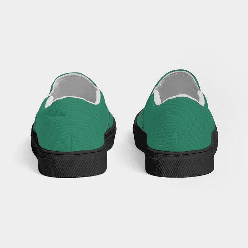 Medium-Dark Medium Blue-Green Women's Slip-On Canvas Sneakers (BGG1-ME-MD) - Back