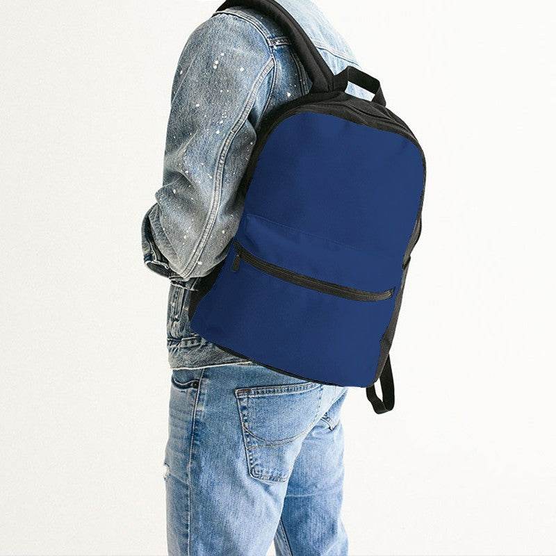 Medium-Dark Medium Blue Canvas Backpack (IB1-ME-MD) - Man Back CloseUp