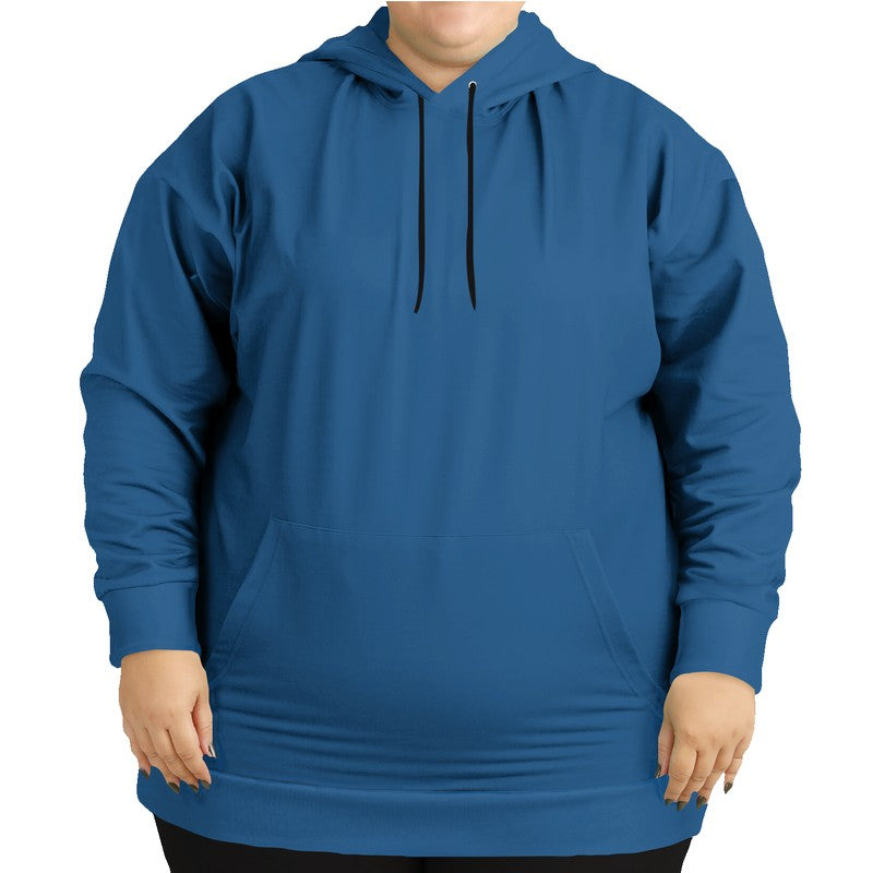 Medium-Dark Medium Blue Hoodie PLUS (IB3-ME-MD) - Woman Front PLUS