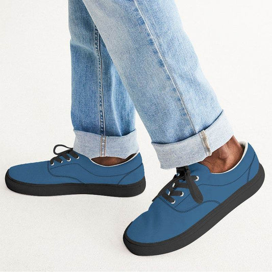 Medium-Dark Medium Blue Men's Canvas Sneakers (IB3-ME-MD) - Man CloseUp