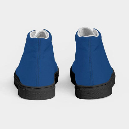 Medium-Dark Medium Blue Men's High-Top Canvas Sneakers (IB2-ME-MD) - Back