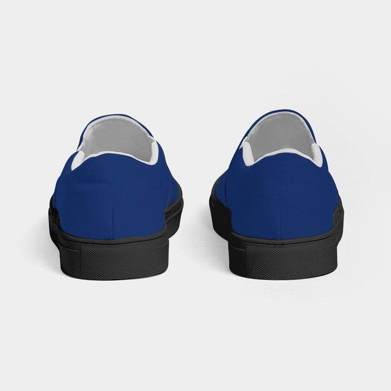 Medium-Dark Medium Blue Men's Slip-On Canvas Sneakers (IB1-ME-MD) - Back