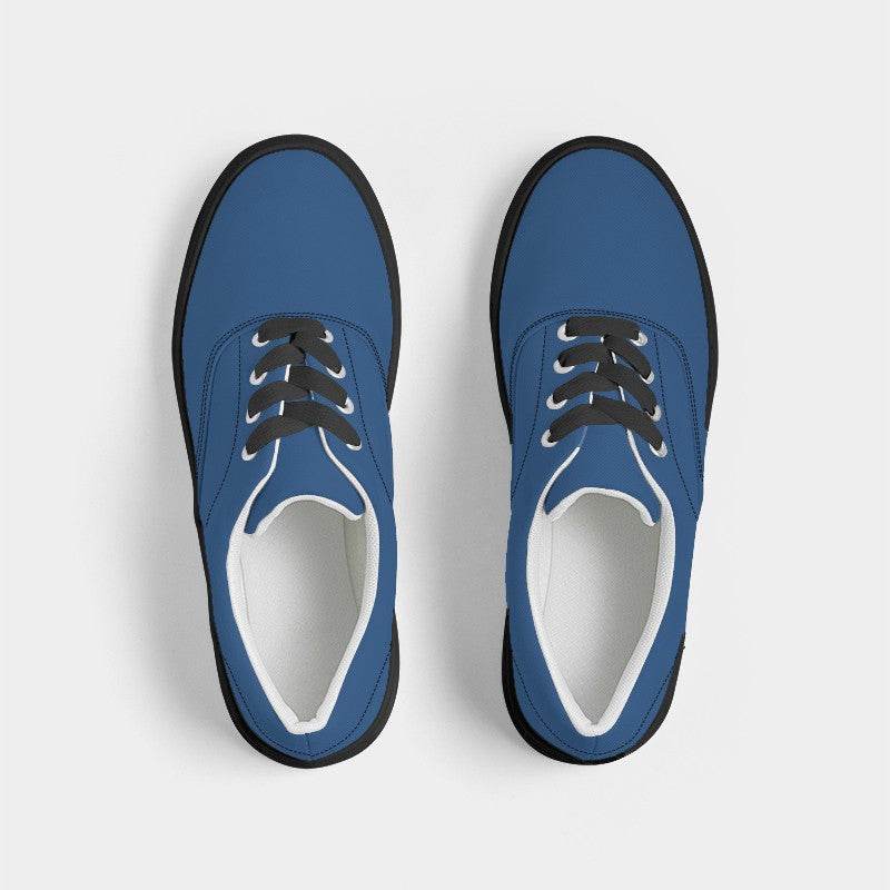 Medium-Dark Medium Blue Women's Canvas Sneakers (IB2-ME-MD) - Top