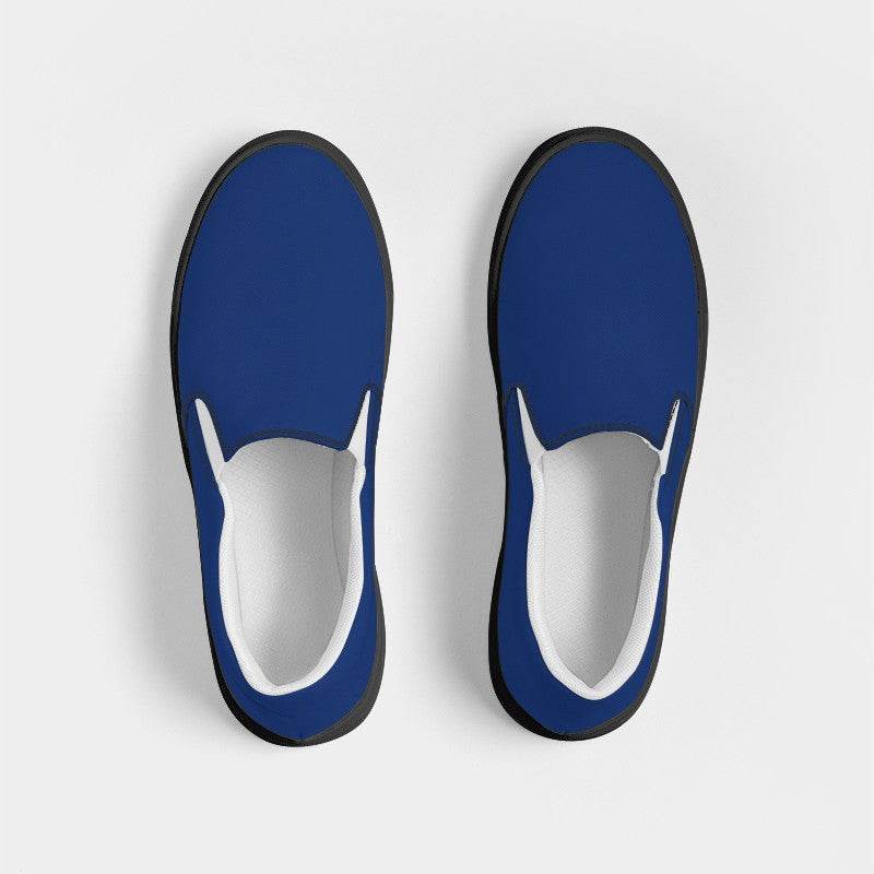 Medium-Dark Medium Blue Women's Slip-On Canvas Sneakers (IB1-ME-MD) - Top